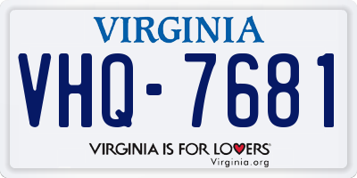 VA license plate VHQ7681