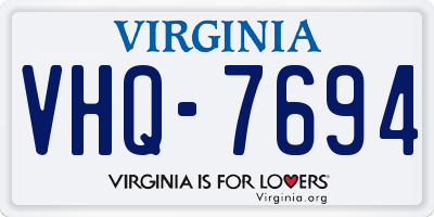 VA license plate VHQ7694