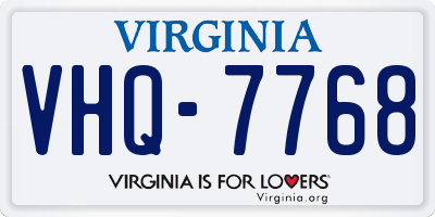 VA license plate VHQ7768