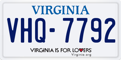 VA license plate VHQ7792
