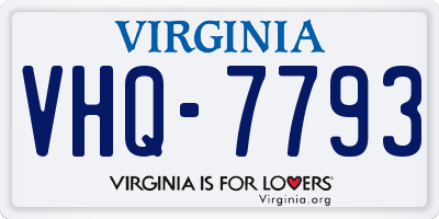 VA license plate VHQ7793