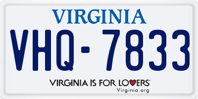 VA license plate VHQ7833