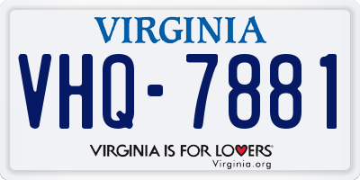VA license plate VHQ7881