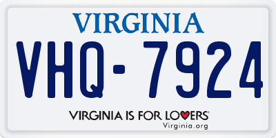VA license plate VHQ7924