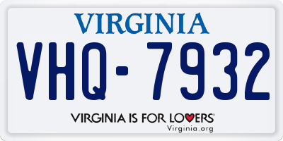 VA license plate VHQ7932