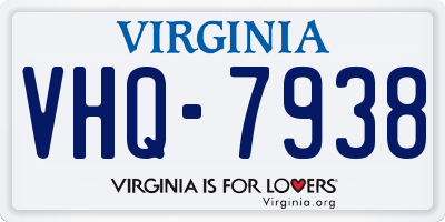 VA license plate VHQ7938
