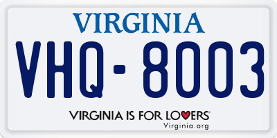 VA license plate VHQ8003