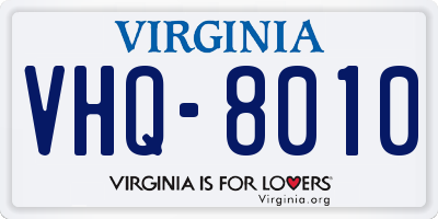 VA license plate VHQ8010