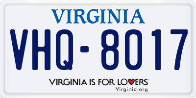 VA license plate VHQ8017
