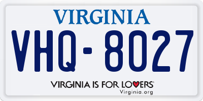 VA license plate VHQ8027