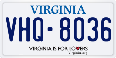 VA license plate VHQ8036