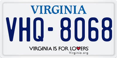 VA license plate VHQ8068