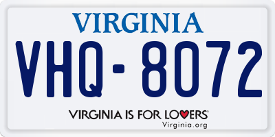 VA license plate VHQ8072