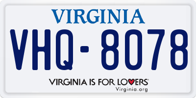 VA license plate VHQ8078