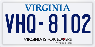 VA license plate VHQ8102