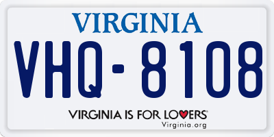 VA license plate VHQ8108