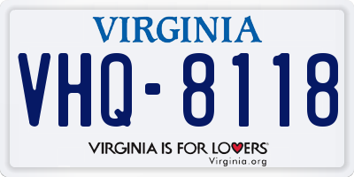 VA license plate VHQ8118