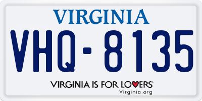 VA license plate VHQ8135