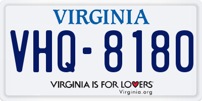 VA license plate VHQ8180