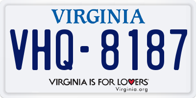 VA license plate VHQ8187