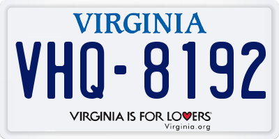 VA license plate VHQ8192