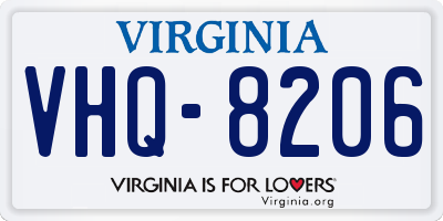 VA license plate VHQ8206