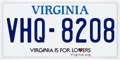 VA license plate VHQ8208