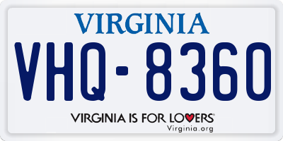 VA license plate VHQ8360