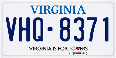 VA license plate VHQ8371