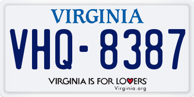 VA license plate VHQ8387