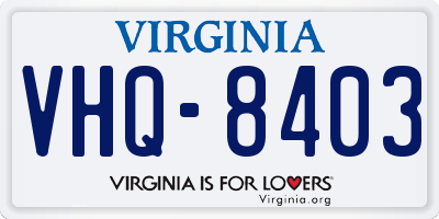 VA license plate VHQ8403