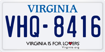 VA license plate VHQ8416