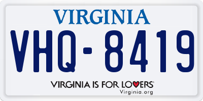 VA license plate VHQ8419