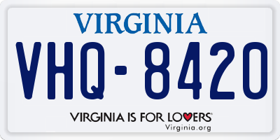 VA license plate VHQ8420