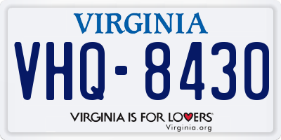 VA license plate VHQ8430