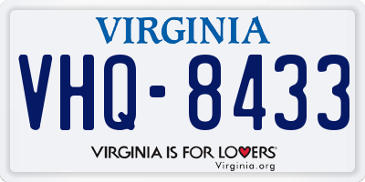 VA license plate VHQ8433