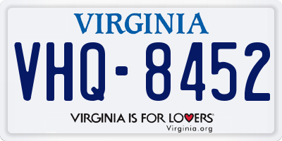 VA license plate VHQ8452