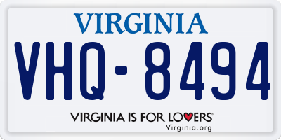 VA license plate VHQ8494