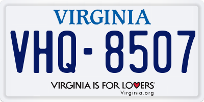 VA license plate VHQ8507