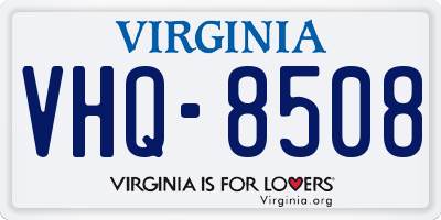 VA license plate VHQ8508
