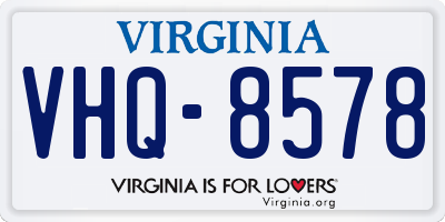 VA license plate VHQ8578