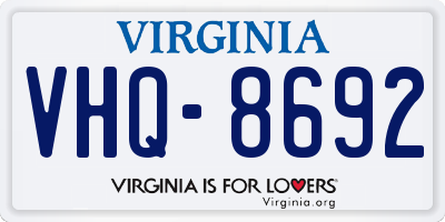 VA license plate VHQ8692