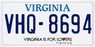 VA license plate VHQ8694