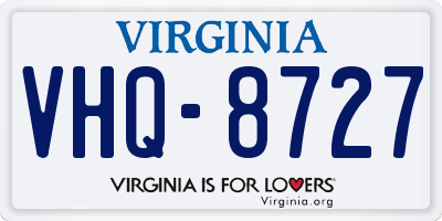 VA license plate VHQ8727