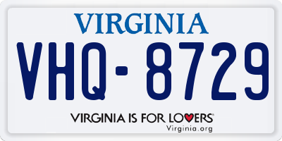VA license plate VHQ8729