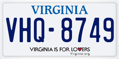 VA license plate VHQ8749
