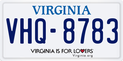 VA license plate VHQ8783
