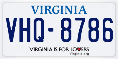 VA license plate VHQ8786