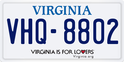 VA license plate VHQ8802