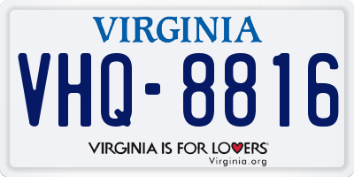 VA license plate VHQ8816